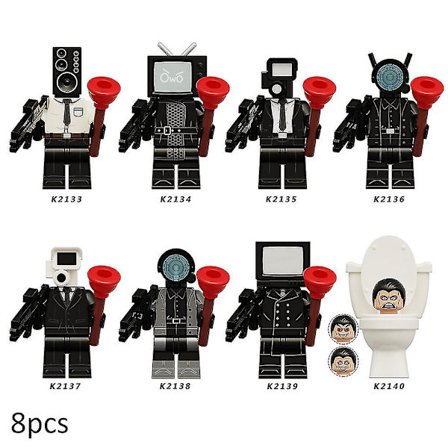 8 stk Skibidi Toilet Byggeklodser Toiletmand Kameramand Speakerman Mini Actionfigurer Samlede Minifigurer Legetøj Børn Voksne Fans Gave