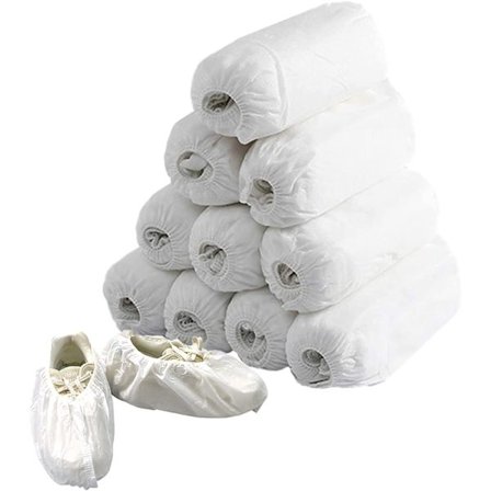 Vita 100-pack engångsskydd i non-woven för mattrengöring