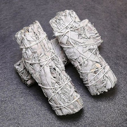 Hvit salviebunter, 4-tommers salvie smudge-pinne for hjemmerensing, røkelse, meditasjon og ritualer
