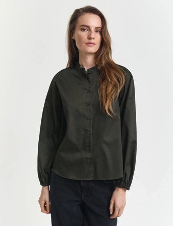 GANT Reg Cotton Satin Blouse - Green - 40