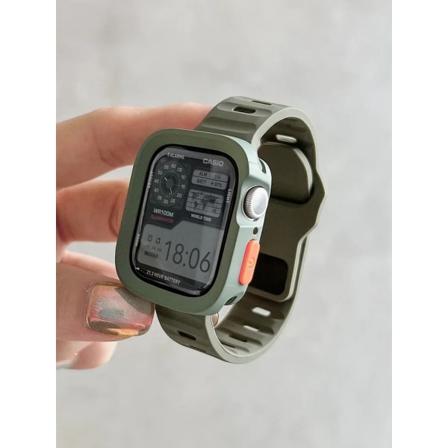 Candy Case+ Rem För Apple Watch Series 9 45mm Band 8 7 41mm SE 6 5 4 44mm 40mm Gummi Correa Rem iwatch Ultra 2 49mm gn Army green 45mm Series 9 8 7