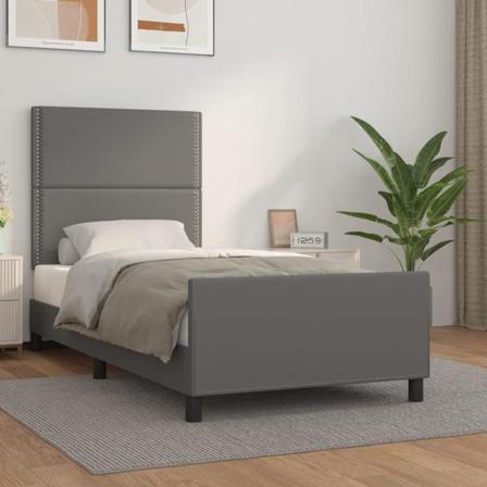 Vidaxl Sängram Med Huvudgavel Grå 90x200 Cm Konstläder Grå