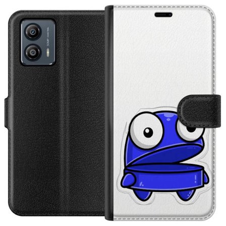 Kompatibel Tegnebogsetui til Motorola Motorola Moto G53 Blå tegneseriefigur med åbent udtryk og store øjne i sjov illustration