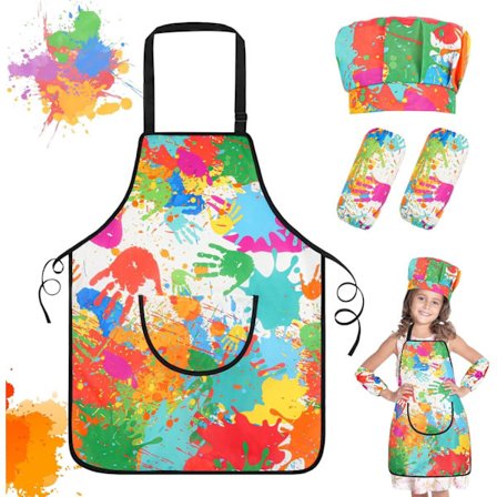 Maleforklæder til børn 6-12 år, piger og drenge, vandtætte graffiti-forklæder med lange ærmer og lommer, børnemaling, smock, småbørn, børn