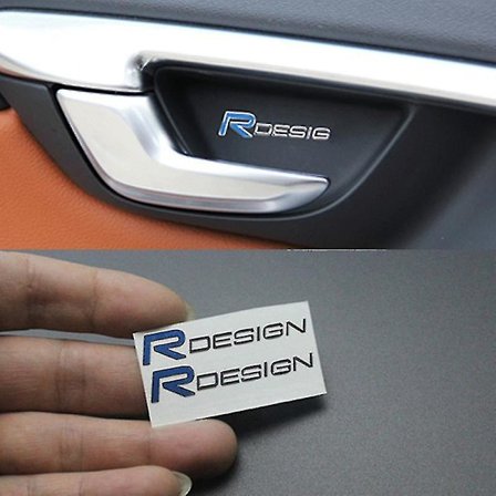 2 stk./sæt R Design bilklistermærke og dekaler til indvendigt dørhåndtag, rat og konsol til Volvo S60 V70 Xc60 Xc90 S80 S40 bilstyling tilbehør