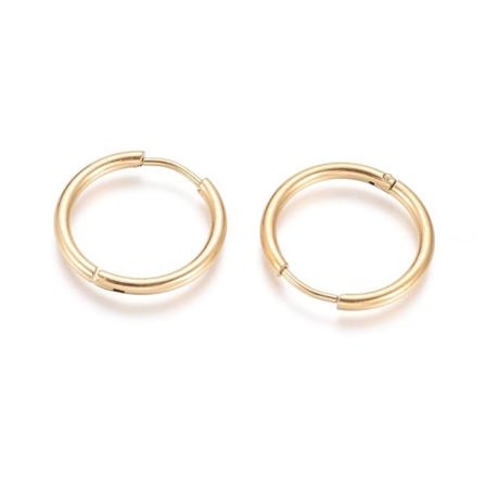 1par 12-13 Mm Hoops Örhängen I Guld 316l Kirurgiskt Stål