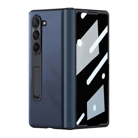 Samsung Galaxy Z Fold 5 Fodral med Transparent Skyddfilm - Blå