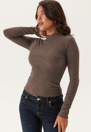 ONLY - Onlemma L/S High Neck Top - Java Detail:MELANGE - Kläder - - Bubbleroom