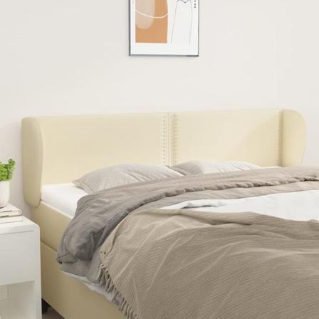Vidaxl Huvudgavel Med Kanter Gräddvit 147x23x78/88 Cm Konstläder Kräm
