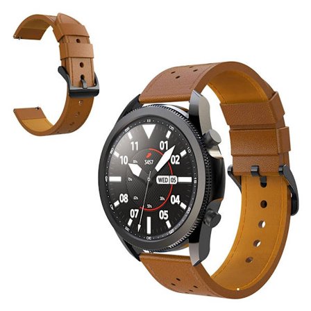 Samsung Galaxy Watch 3 (45mm) äkta läder klockarmband - brun