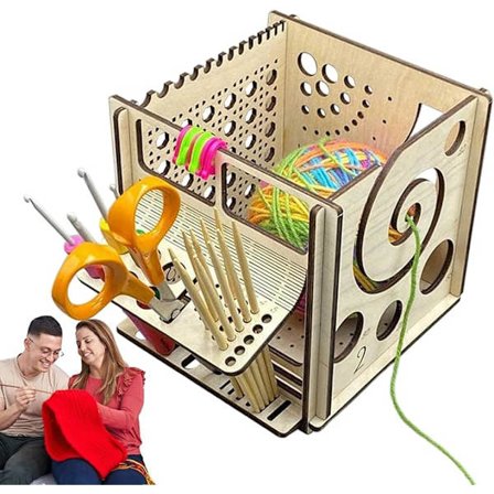 Garnbeholder til strikning – håndværkstrådholder, hæklesnorbeholder | trægarn dispenser skål hæklenålsholder