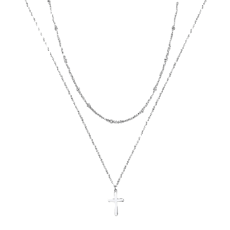 Kors Halskæde til Mænd, Sølvfarvet Mænds Kors Halskæder Rustfrit Stål