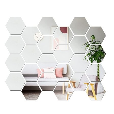 24 st Hexagon Mirror Wall Stickers Akryl Spegel Inställningsvägg