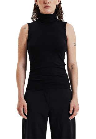 Bread & Boxers Ärmlös polotopp Linnen Dam Svart L