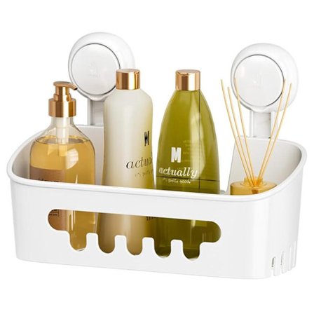 Brusehylde med sugekopper, badeværelseshylde til opbevaring – Badeværelse, Køkken, Hvid