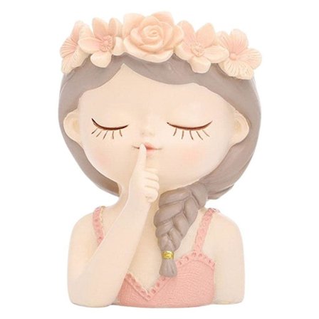 Elegant Liten Kvinnlig Huvud Harts Succulent Krukor Mini Blomkruka Behållare Vas W/dräneringshål Trädgårdskrukor(Typ A)