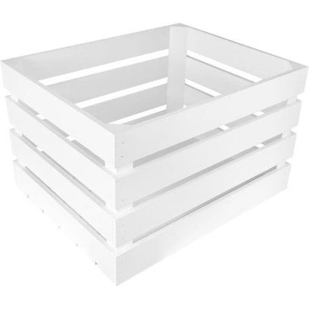 Hvid opbevaringskasse i træ - CREATIVE DECO - 50 x 40 x 30 cm - Vintage trækasse