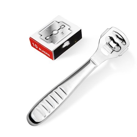 Pedikyr fotfil, fotfil, callusfjerner, hælbarberhøvel, rustfritt stålstripe for harde neglebånd 10 blader profesjonelle verktøy, fotpleieverktøy