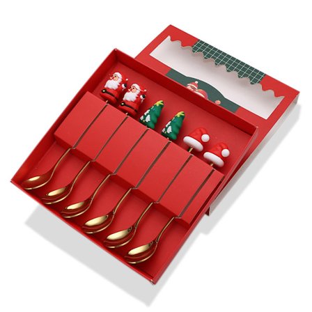 Julskedset Jul Omrörningssked Kreativ Rostfritt Stål Kaffe Tesked Soppsked Dessertsked för Omrörning av Dryck Blandning av Milkshake