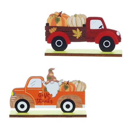 2 st träbordsdekoration lastbilsgnom pumpa skylt för skörd tacksägelse