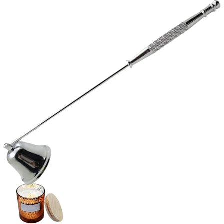 Antik sort rustfrit stållys slukker med 20 cm langt håndtag til aromaterapi, stearinlys, telys til at slukke stearinlys(Sølv)