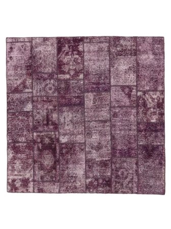 Patchwork Rug 196X200 Square Dark Pink/Black Wool, Persia