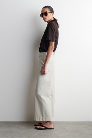 COS Women's Pantaloni In Denim A Gamba Larga in Beige