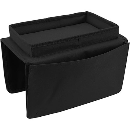 Sofa Bakke Bordklemme til Sidebord, Sammenklappeligt Sofa Armbordsbord Aftagelig Armlænsbakke til Spise og Drikke Sort-FM-