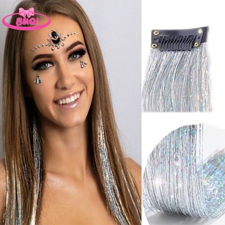 Glänsande syntetiskt hårförlängningsklämma i glitter Glitter Fairy Streak Osynlig hårförlängning Sparkle Hair Pieces