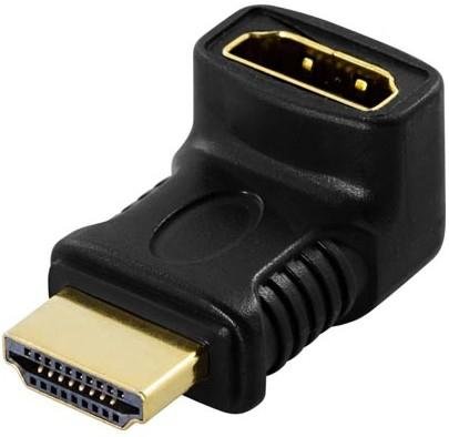 Deltaco HDMI-14B - HDMI-adapter - HDMI (hann) til HDMI (hunn) - vinkelkontakt
