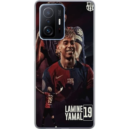 Yhteensopiva Puhelinkuori Xiaomi 11T Pro Lamine Yamal FC Barcelonan motivoituneena kolmella voimakkaalla jalkapallotaululla täydellinen Barca-faneille