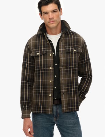 Superdry Merchant Heavy Checked Shirt - Brown - XXXL