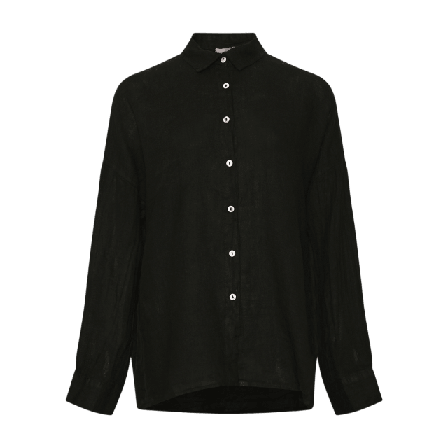 Tiffany Gia, Shirt, Linen - Black Blusar Dam Svart L-XL