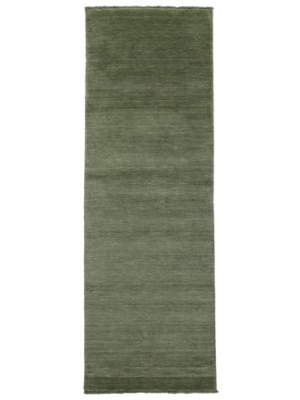 Small Handloom Fringes Rug - Forest Green 80X200 Wool, Modern Style