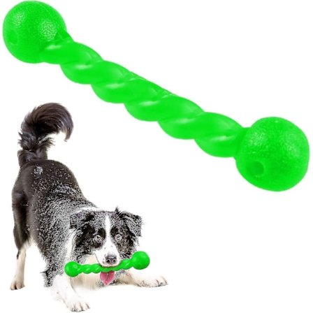 Hundleksak i gummi, spiralformad tuggben, giftfri, oförstörbar hundmolär pinne, valpintelligensleksak, mjukt bettbeständigt hundtandborste, 