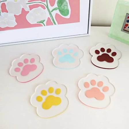 Cute Heat Insulation Acrylic Cat Claw Shape Table Mat Heat Pad Family Office Anti-skid Tea Cup Milk Mug Coffee Cup Coaster