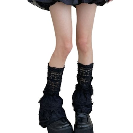 Volangspets Benvärmare Dam Utsvängda Stövelmanschetter Knähöga Strumpor Sommar Mesh Benärmar 90-tals Harajuku Streetwear Presenter