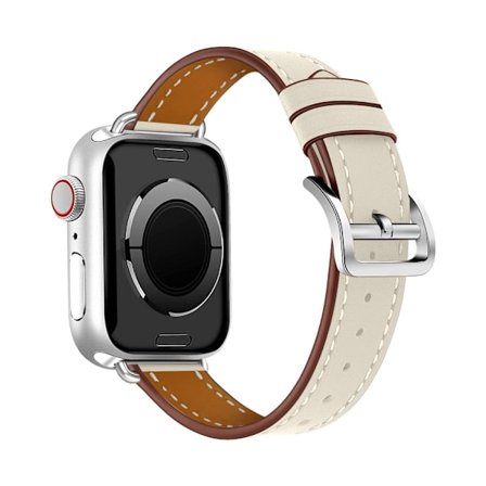 Apple Watch (45 mm) klockarmband i äkta läder som andas - Vit