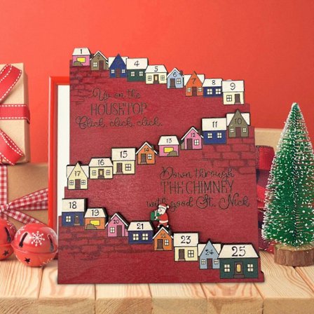 Julekalender i tre, gjenbrukbar, håndlaget med flyttbar figur, julekalenderpynt, julegaver, hjemmeinnredning [D]