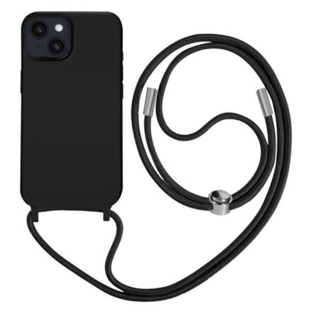 iPhone 14 Cord Case Halvstift med nakkestrop 80cm sort