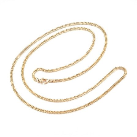 Unisex 75 cm. Pansar länk Halsband i Guld 304 stål 3 mm bred