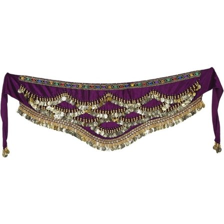 IC Kevyt vatsatanssi, lantiovyö, vatsatanssi, esiintymishame fringe-kolikoilla vartalon muotoiluun Violetti