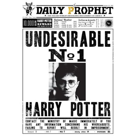 A3 Print - Harry Potter - Daily Prophet - Undesirable No 1