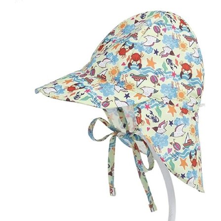 Baby Kid Solhatt UV50+ Skydd Sommarfiske Strandhattar Vikbar cap med justerbar hakrem Snabbtorkande cap 2-5 år(Krabba)