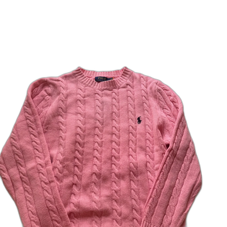 Rosa kabelstickad tröja från Ralph Lauren