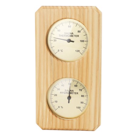 Puinen saunan hygrotermografi kultalevy lämpömittari 0 - 120 celsiusastetta 0 - 100 kosteus sisäkäyttöön perheille