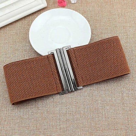 Nyt Taljebælte HOT Dame Taljebælter Elastisk Bredt Bælte Legeringsspænde Cummerbund Kvinde Sort Rem Hvid Kjole Dekoration Gaver