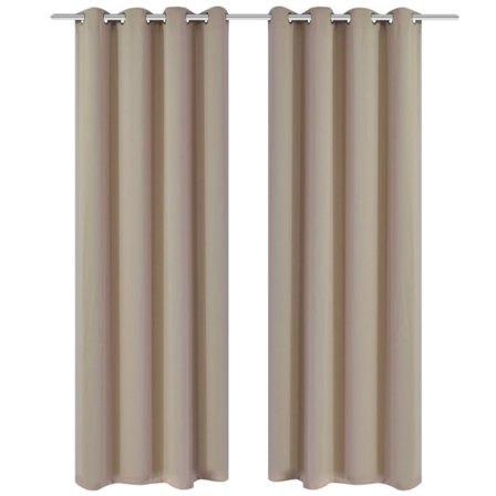2-pack gräddvita mörkläggningsgardiner med metallringar 135 x 245 cm