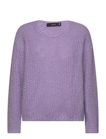 Vmerin Structure Ls V-Nk Pullover Ga Boo Purple Vero Moda
