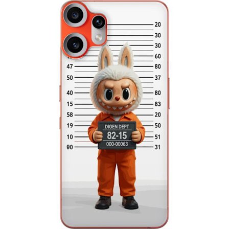 Kompatibel Mobilcover til Nothing Nothing CMF Phone 2 Pro Sød tegnet kaninfigur i fængselsklæder med fangenummer mod baggrund med længdemåling